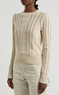 Isabel Marant Etoile Kalyn Sweater M Light Grey NWT Cable Knit Padded Shoulder